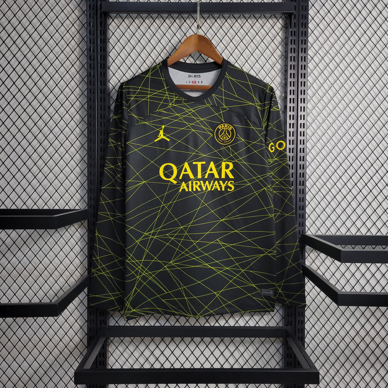 CAMISA MANGA LONGA DO PSG 24/25 PRETO EDIÇÃO ESPECIAL