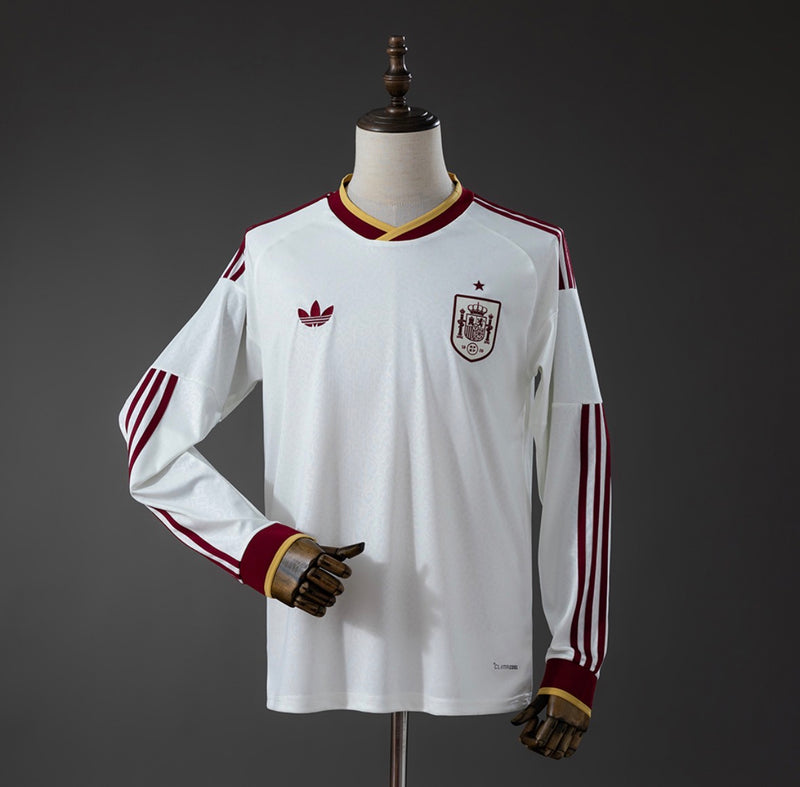 CAMISA DA SELEÇÃO DA ESPANHA 26/27 BRANCO MANGA LONGA