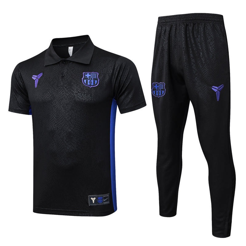 Conjunto Calça e Camisa Polo Barcelona - Masculino - Preto e Roxo