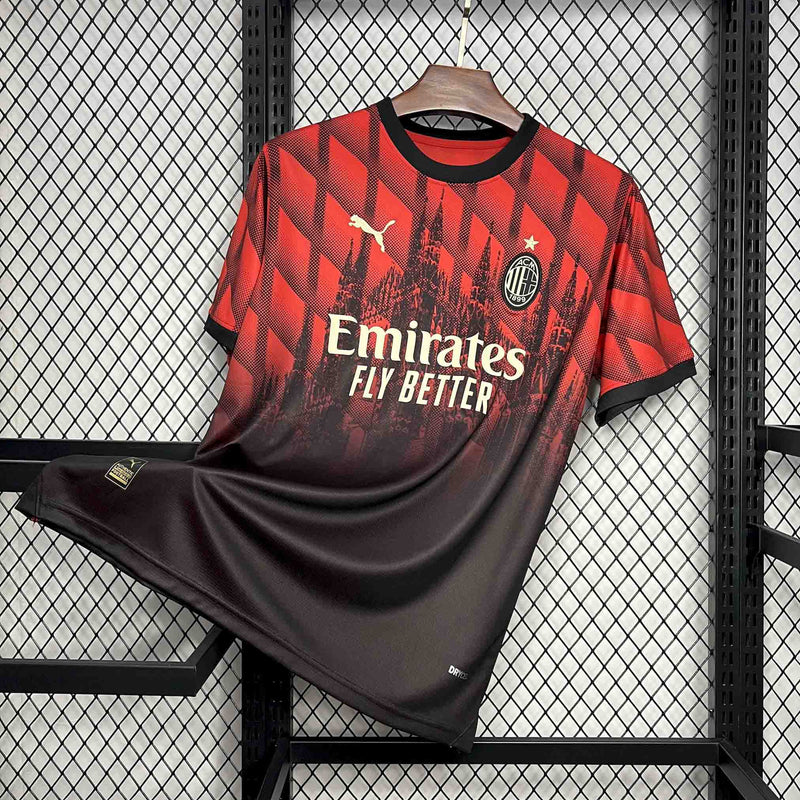 CAMISA DO MILAN 24/25 VERMELHO E PRETO EDIÇÃO ESPECIAL