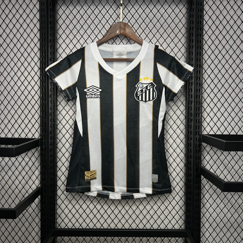 CAMISA FEMININA DO SANTOS 24/25 PRETO E BRANCO