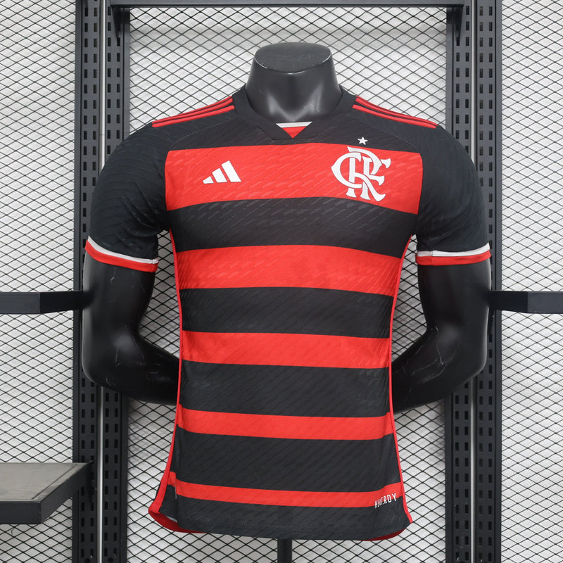 CAMISA VERSÃO PLAYER DO FLAMENGO 24/25 VERMELHO E PRETO