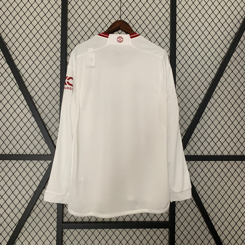 CAMISA MANGA LONGA DO MANCHESTER UNITED 24/25 BRANCO