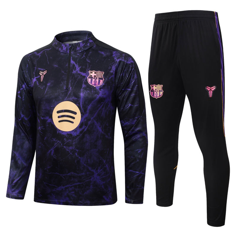Conjunto de Treino Barcelona - Masculino - Preto e Roxo Raio