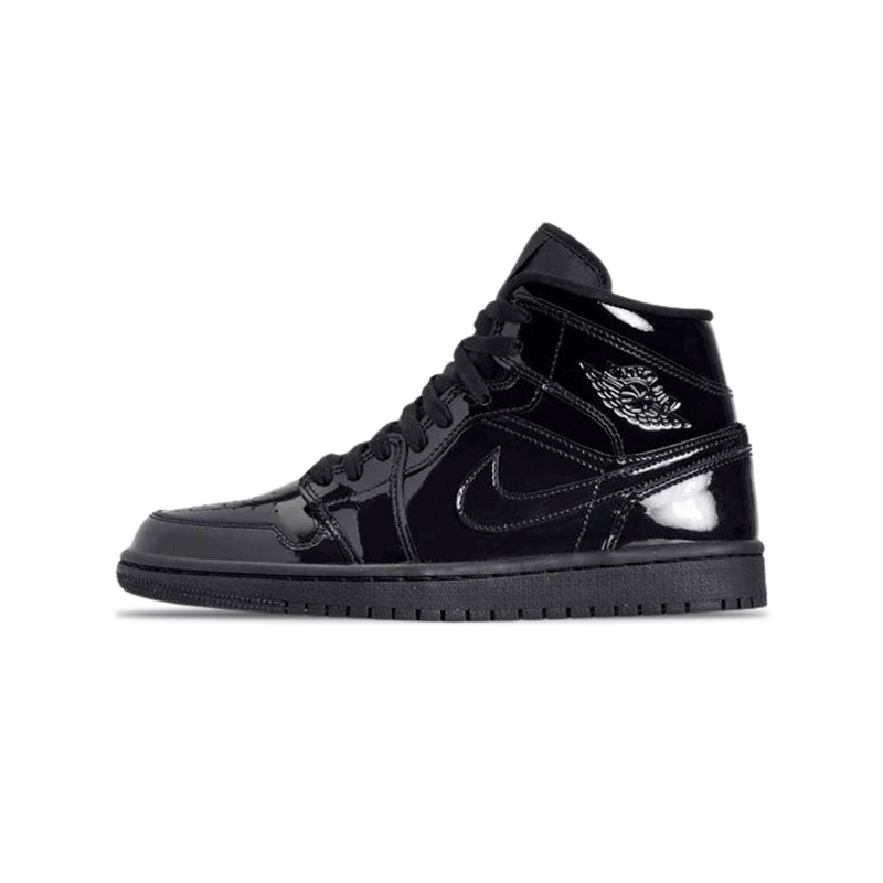 AIR JORDAN 1 MID SE TRIPLE BLACK PATENT WOMAN