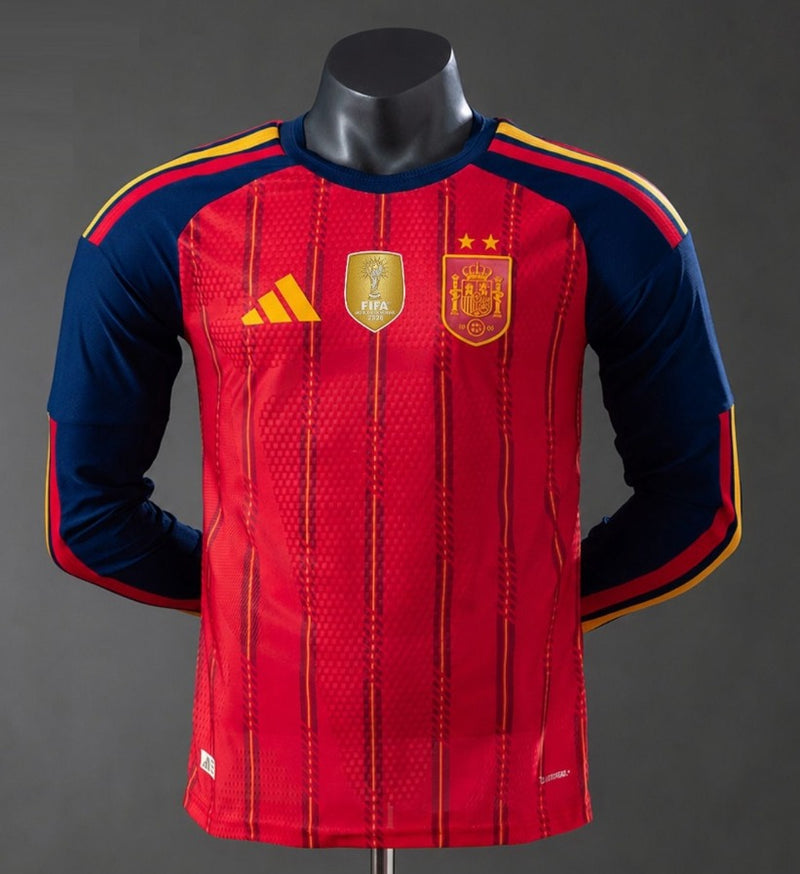 CAMISA DA SELEÇÃO DA ESPANHA 26/27 VERMELHA MANGA LONGA JOGADOR