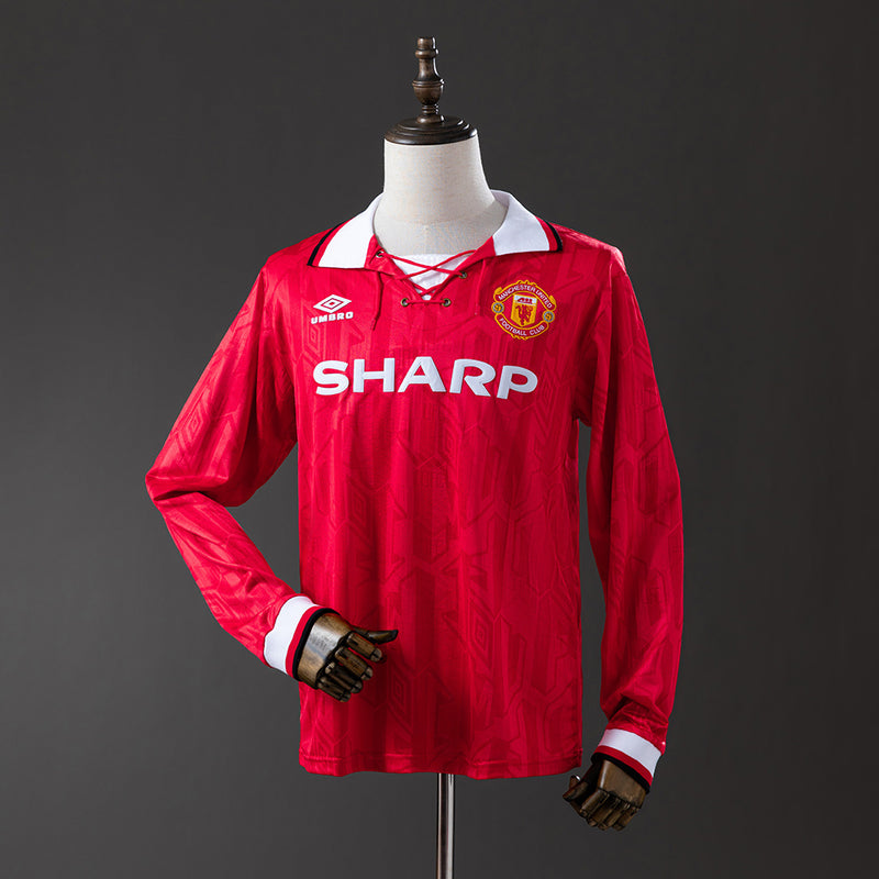 Camiseta Manchester United 92-93 - Versão Retrô Manga Longa