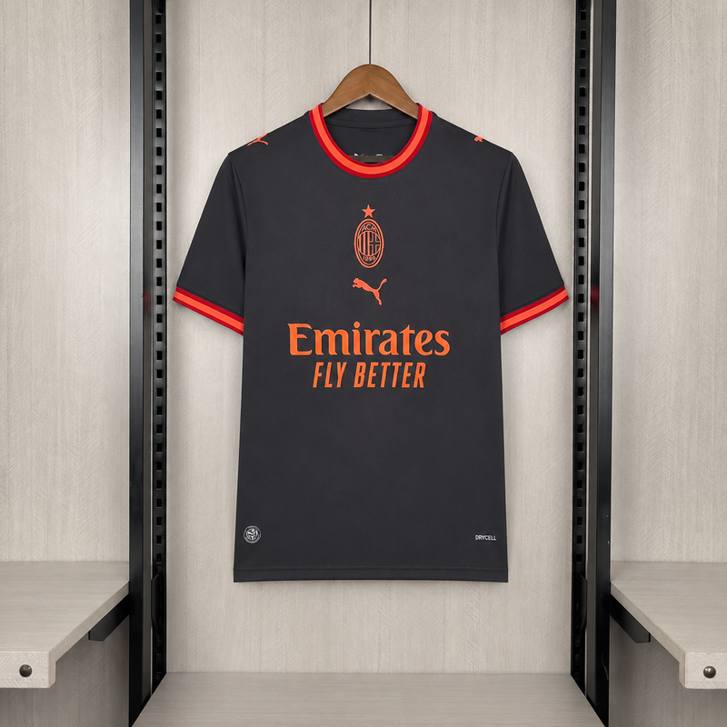 CAMISA DO MILAN 26/27 PRETO E LARANJA