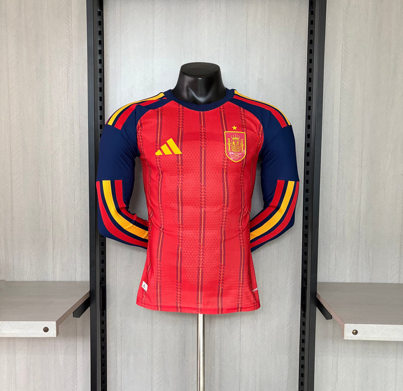 CAMISA DA SELEÇÃO DA ESPANHA 26/27 VERMELHA MANGA LONGA JOGADOR