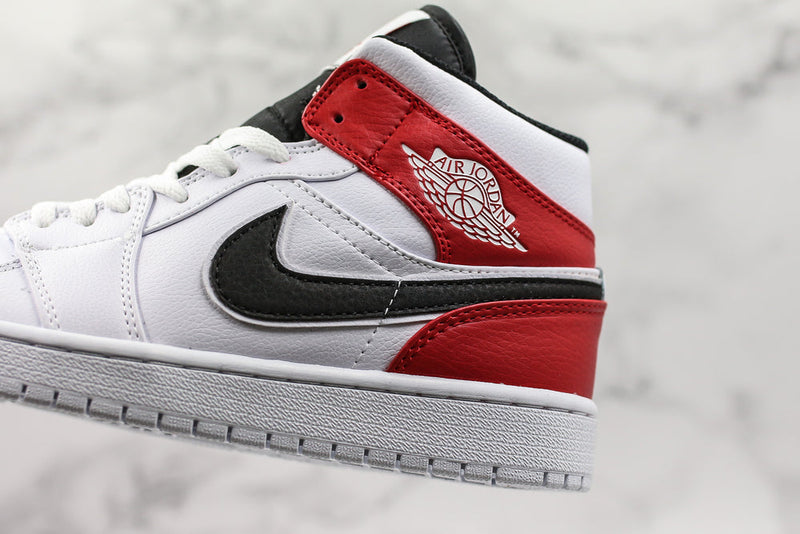 AIR JORDAN 1 MID WHITE BLACK GYM RED